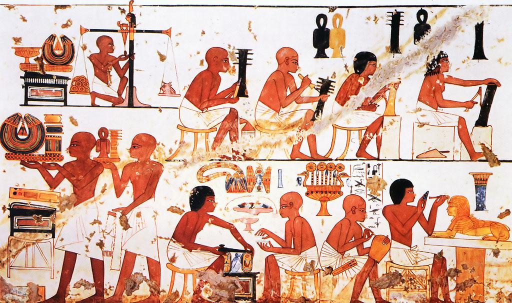 Peinture murale représentant des artisans, provenant de la tombe de Nebamon et Ipouky - XVIIIè dynastie