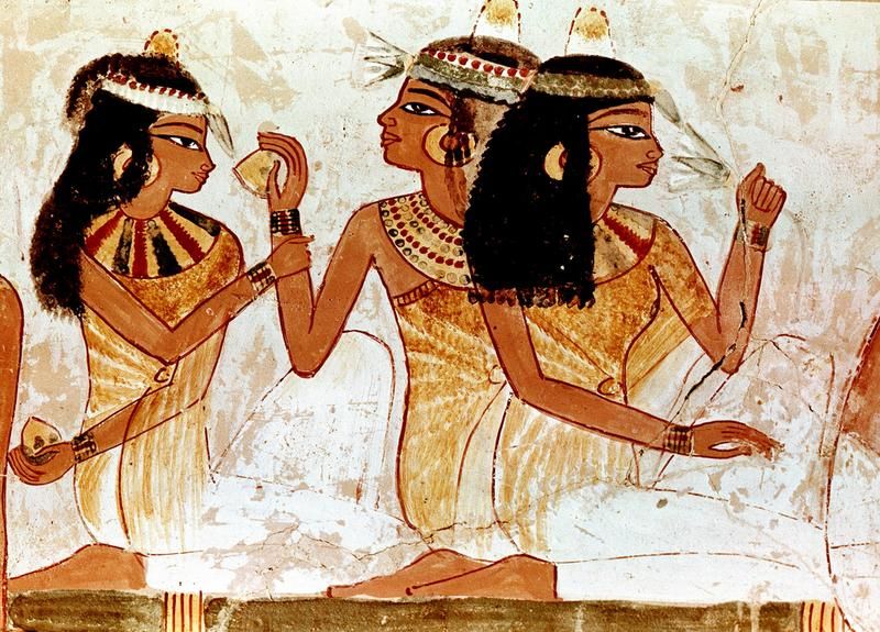 Peinture de nobles dames invitées à un banquet - tombe de  Nakht - XVIIIè dynastie