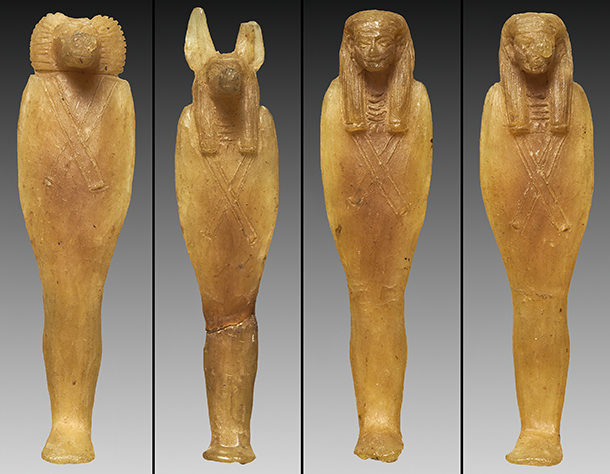 Les quatre fils d'Horus en cire d'abeille - XXIè dynastie