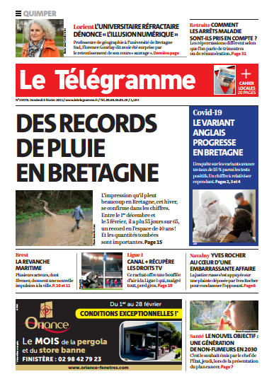 Le Télégramme (3 Éditions) Du Vendredi 5 Février 2021