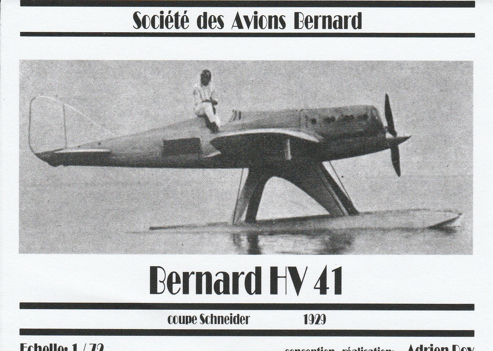 Hydravion Bernard HV 41 Coupe Schneider 1929 - Kit Résine Conception Adrien Roy - 1/72 Rmoj