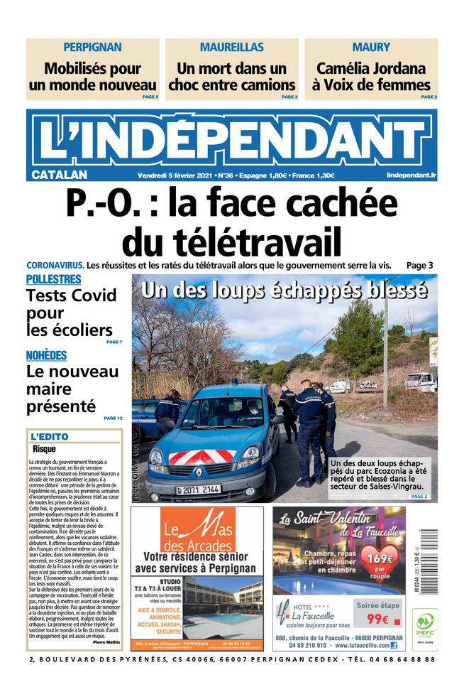 L'Indépendant (3 Éditions) Du Vendredi 5 Février 2021
