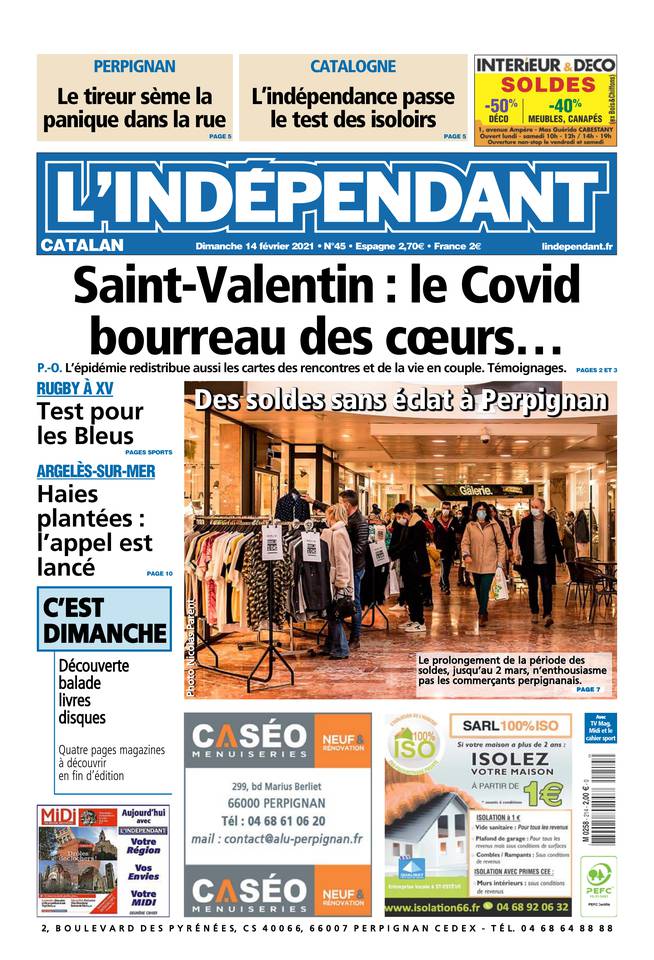 L'Indépendant (3 Éditions) Du Dimanche 14 Février 2021