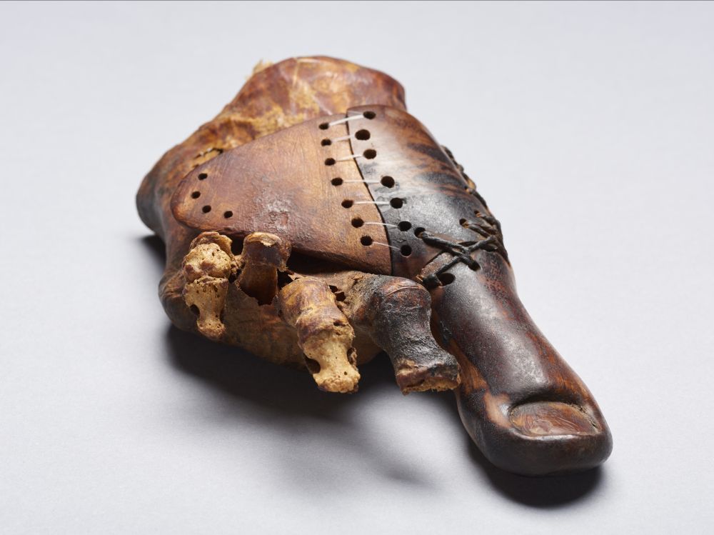 Prothèse égyptienne du gros orteil en bois et cuir datant de 3000 ans