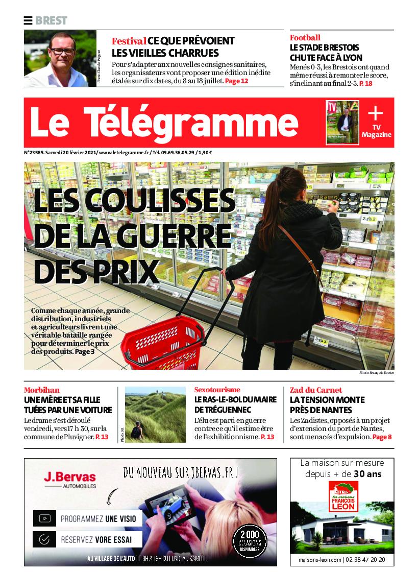 Le Télégramme (3 Éditions) Du Samedi 20 Février 2021