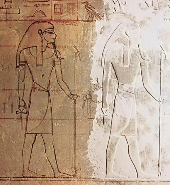 Lignes de quadrillage dans la tombe d'Horemheb
