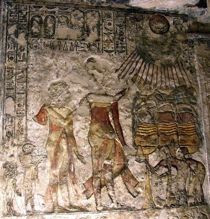 Représentation de la famille royale dans la tombe de Méryrê à Tell el-Amarna