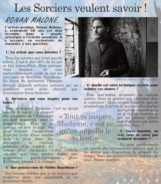 LES SORCIERS VEULENT SAVOIR : Ronan Malone. B764