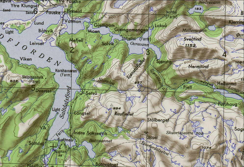 Fauske to Rognan map