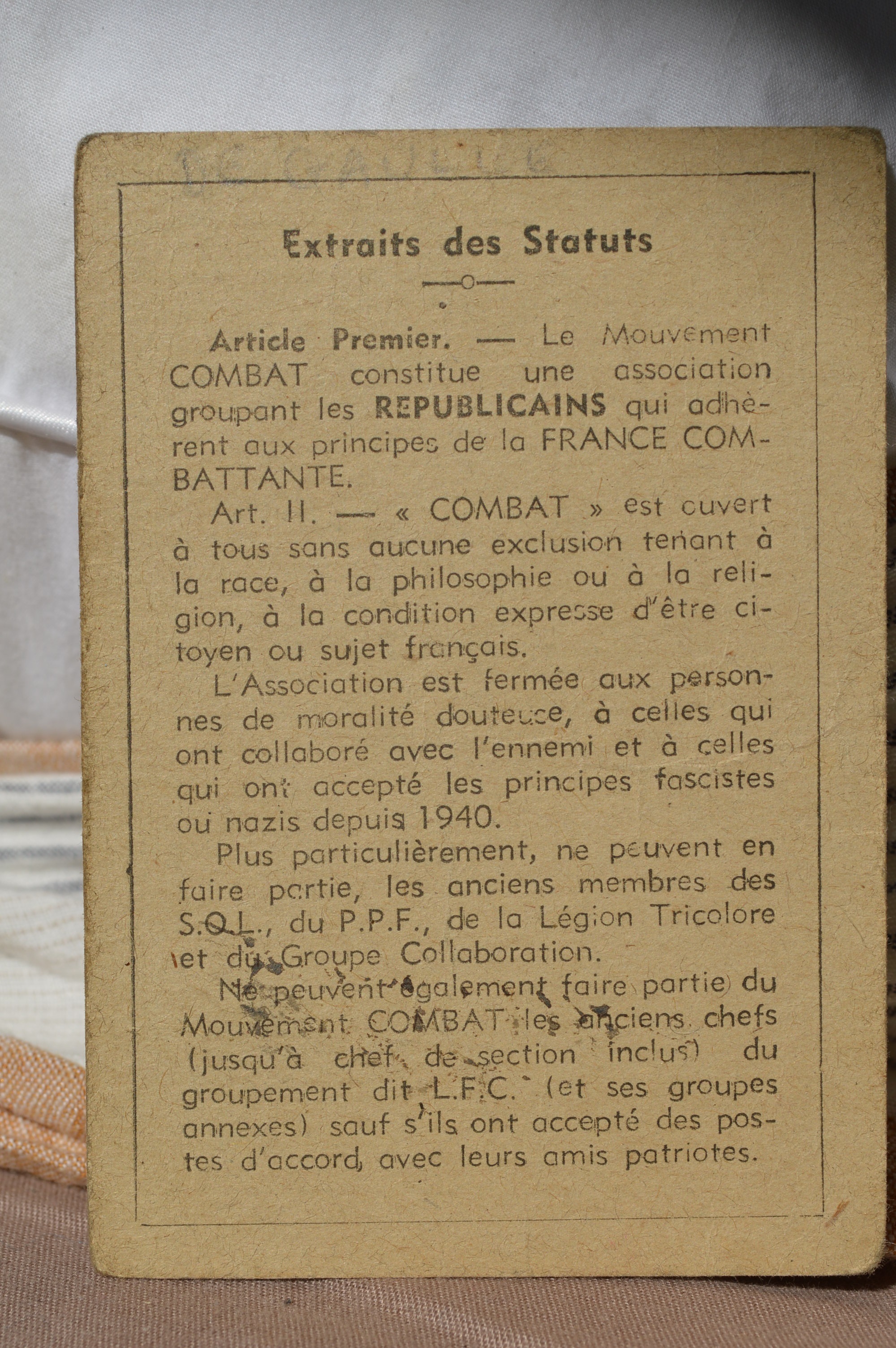 Carte " Combat " 51m4