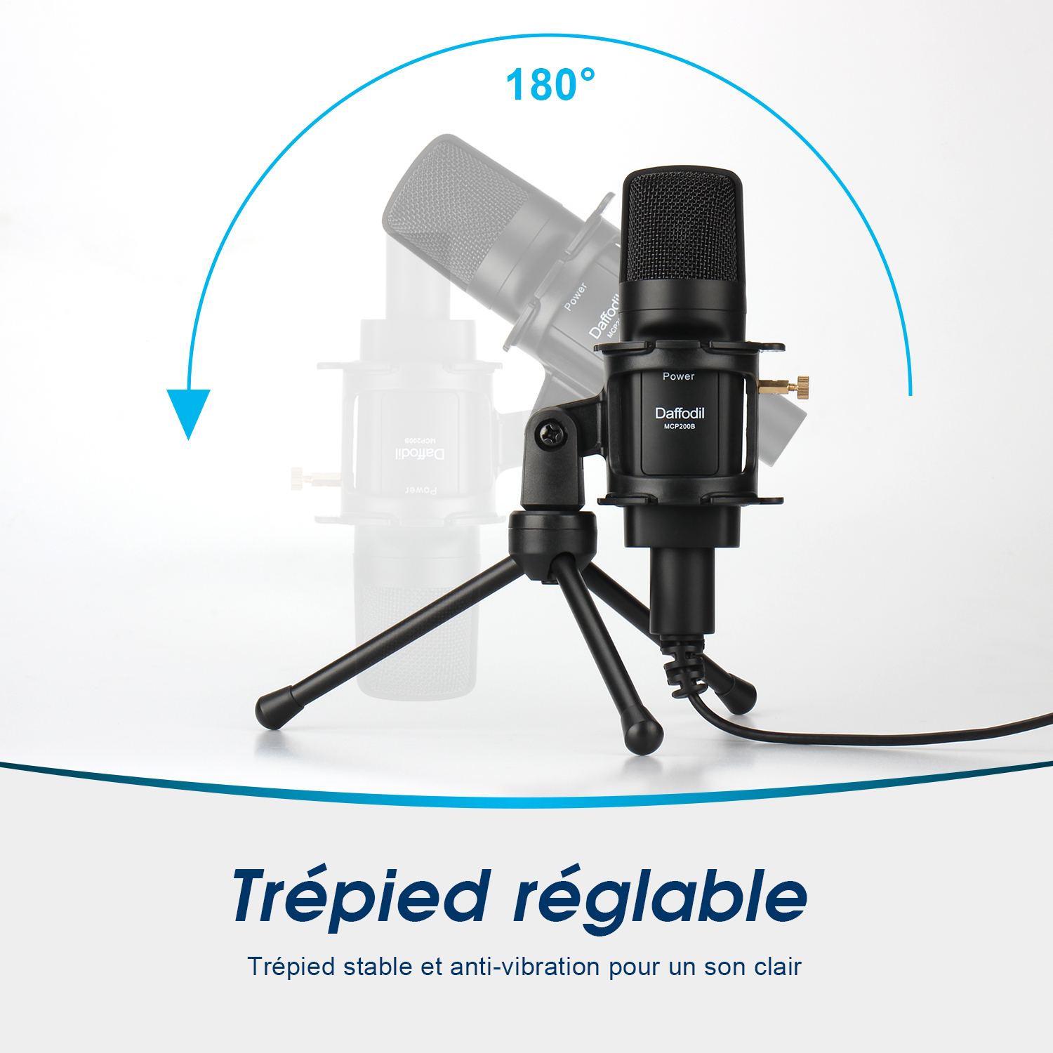 Micro USB Condensateur Omnidirectionnel Avec Trepied Et Filtre Anti-Pop – Daffodil MCP200 Microphone Professionnel Pour Pc Et Mac Enregistreur Podcast Gamer Studio Stream Ordinateur Asmr Noir