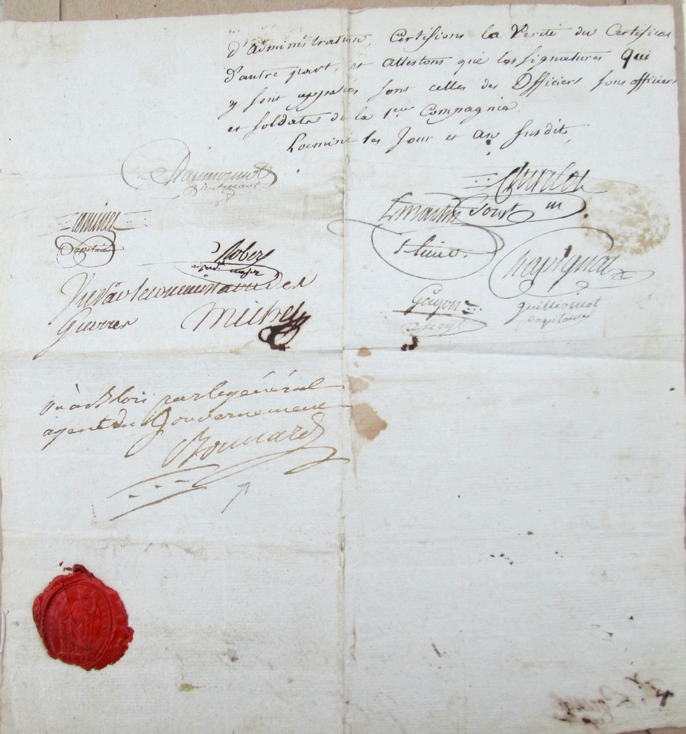 Attestation pour un officier blessé à la bataille de Fougères en 1793  03iv