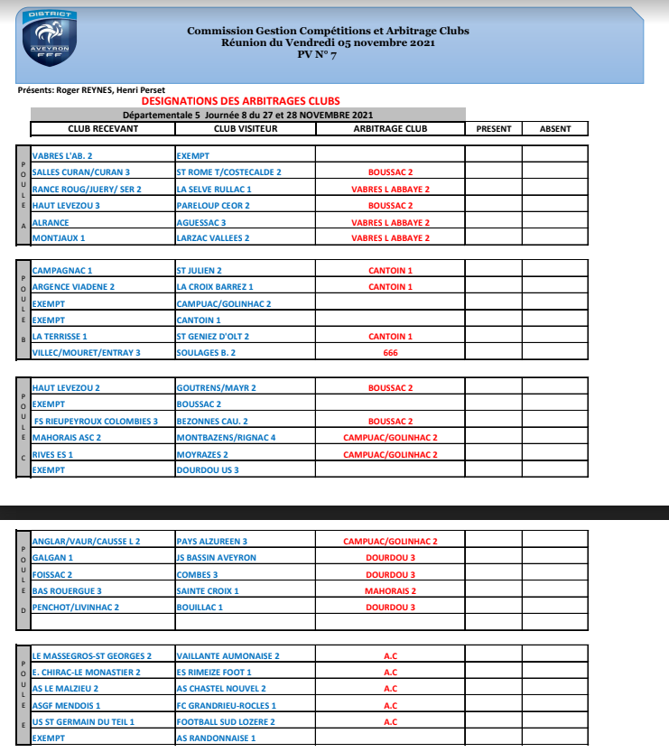 WEEK-END DES 27/28 NOVEMBRE  ARBITRAGE CLUB US DOURDOU 3 R1nq