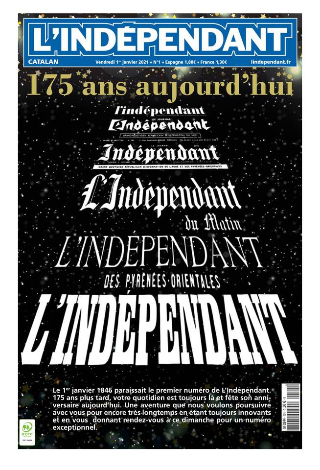 L'Indépendant (3 Éditions) Du Vendredi 1er Janvier 2021