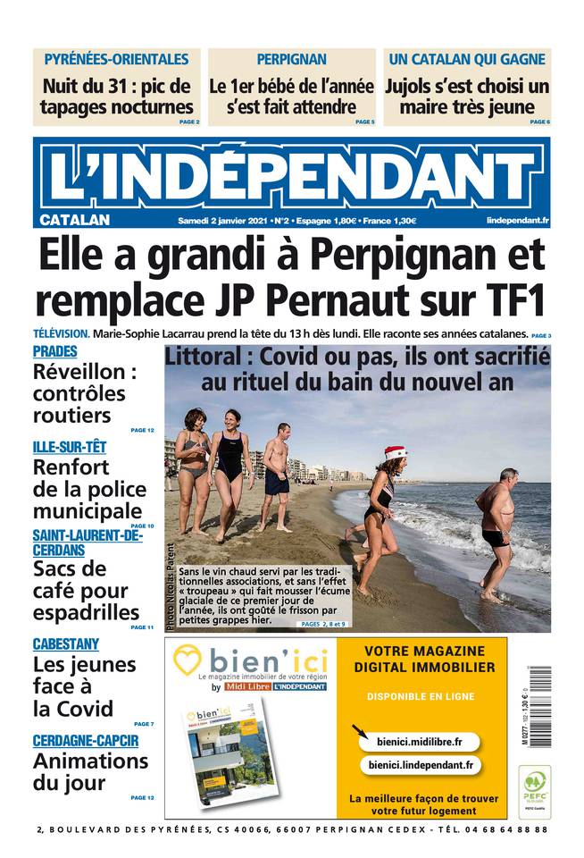 L'Indépendant (3 Éditions) Du Samedi 2 Janvier 2021