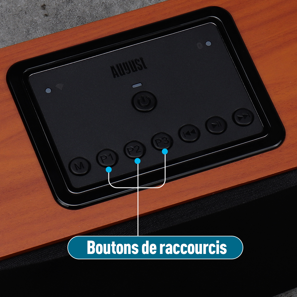 August WS350 Enceinte Multiroom Wifi et Bluetooth sans fil - Bois