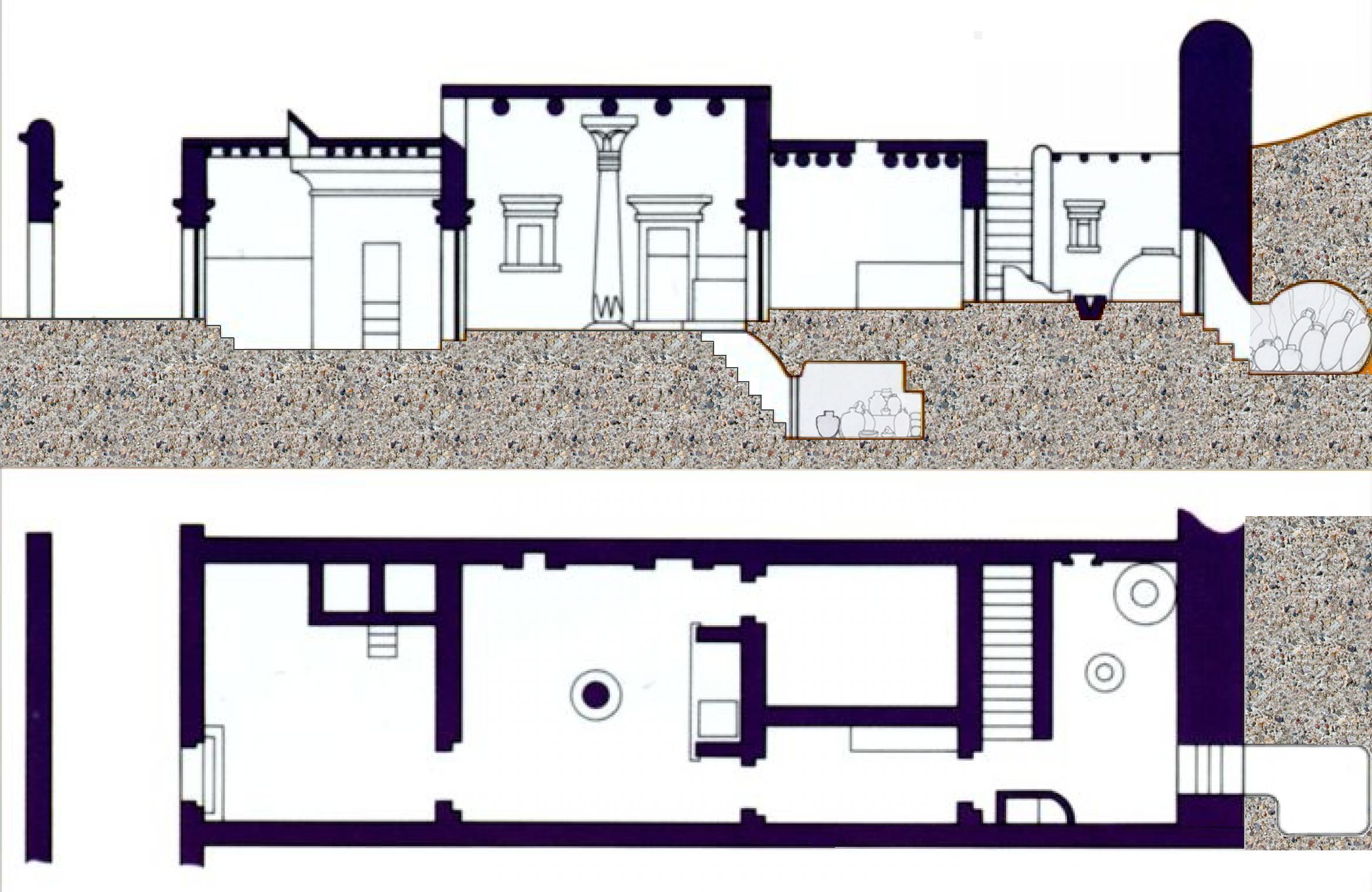 Plan et élévation d'une maison d’après N. Grima
