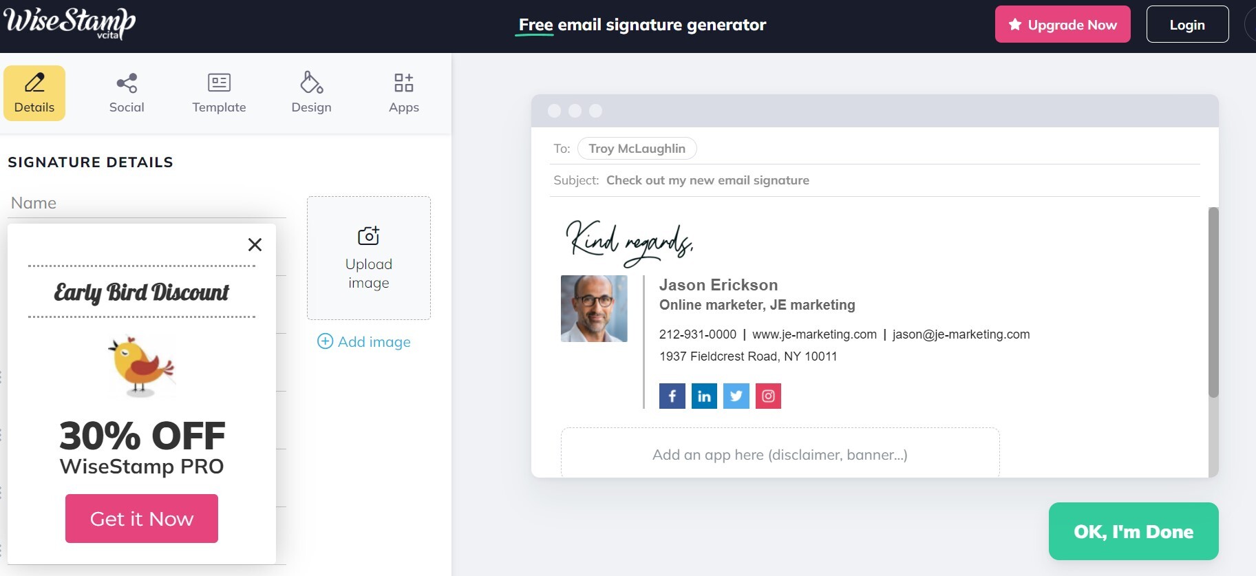 Create a dynamic email signature with WiseStamp