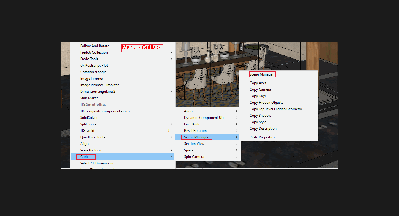  [ SKETCHUP plugins ] Curic Scene Manager Wo4e