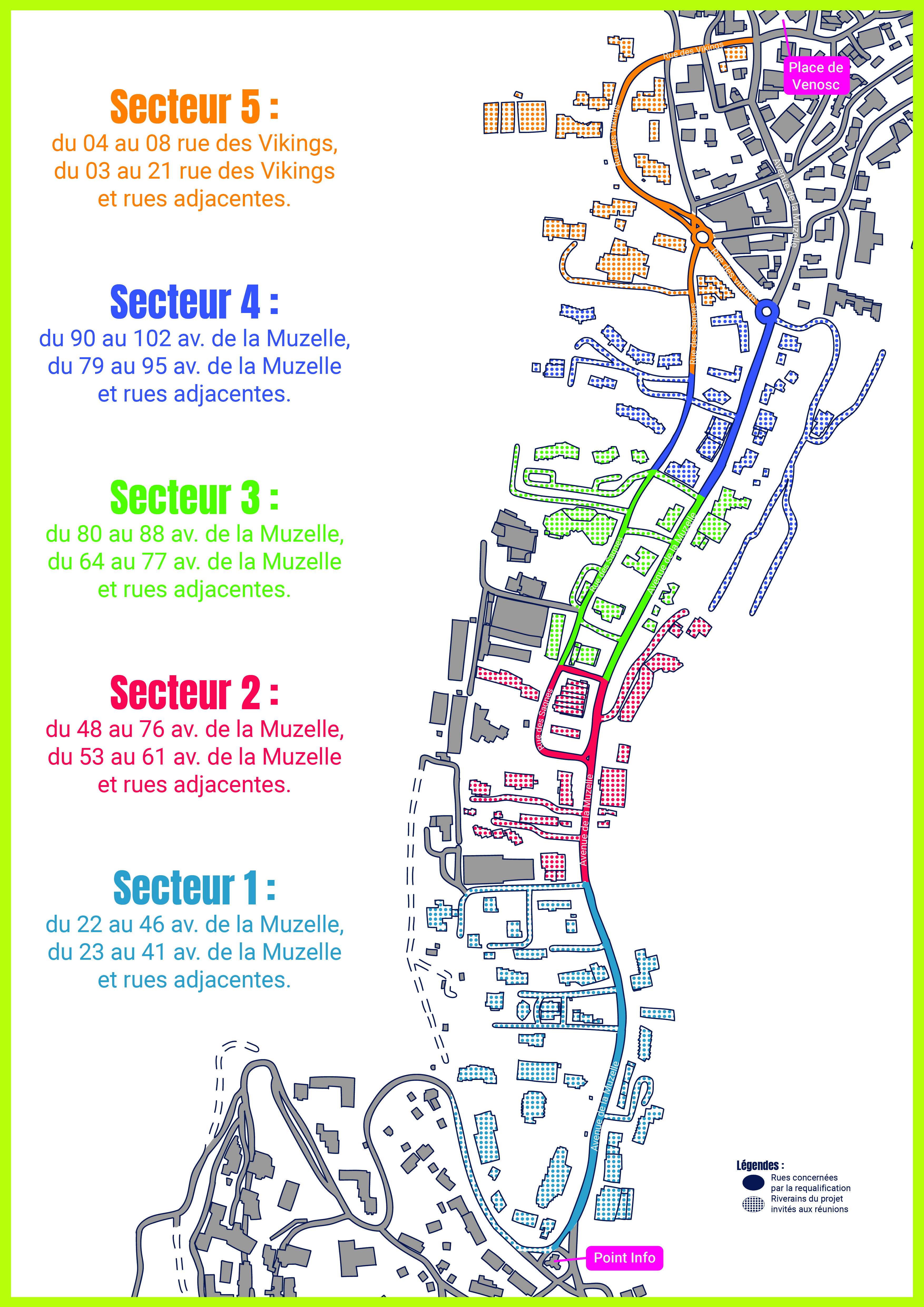 Plan des 5 secteurs
