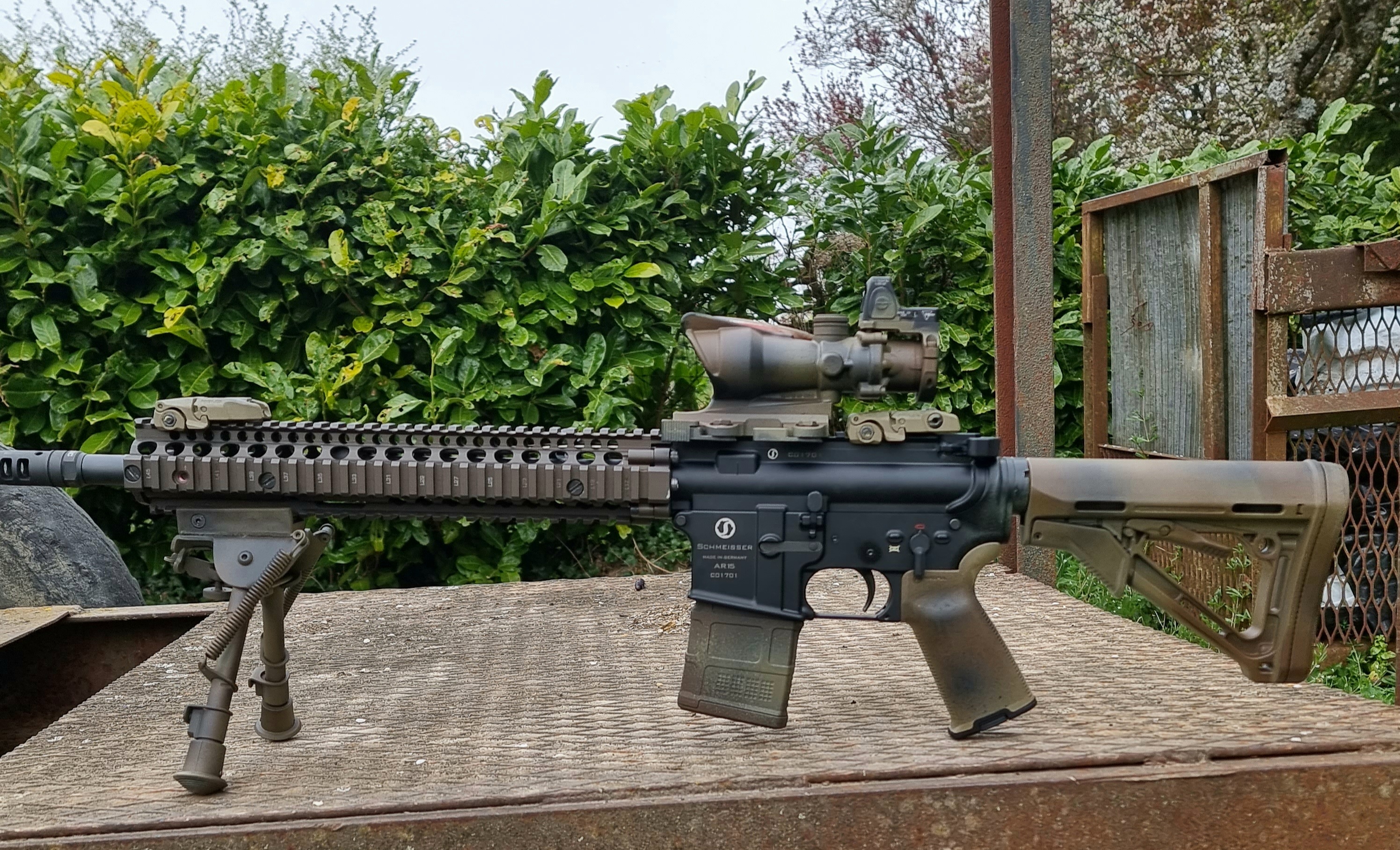 ar15 custom ( garde main daniel defense, MBUS, peinture ect Ve79