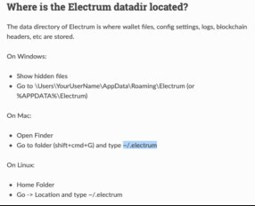 Location of the Electrum datadir