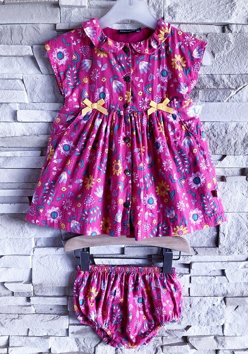 Haut à Bretelles Sergent Major Fille 3 Ans – Fuchsia Motif Fleur – Neuf Sans étiquettes