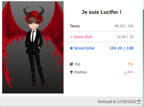 Tenue festival Je suis Lucifer