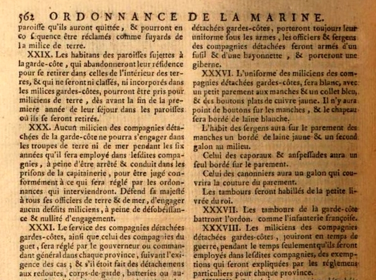 Milices Garde-Côtes vers 1740 Xlu6