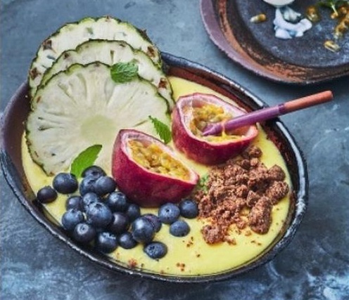 Smoothie bowl mangue/crumble au chocolat I2sv