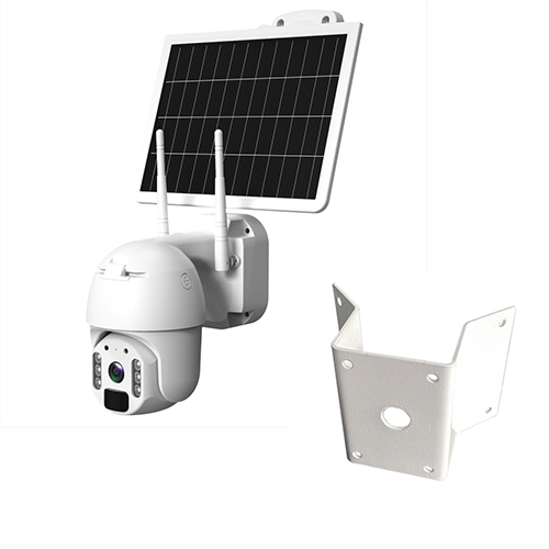 caméra 4G extérieur motorisée FULL HD solaire blanc + support en acier pour installation dans les angles droits