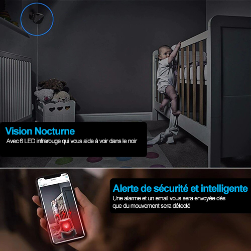 vision nocture sur chambre de bébé mini caméra de surveillance H19 plate