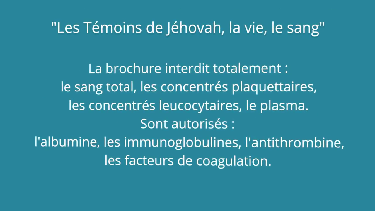 La vérité définitive sur le dogme de la transfusion Scoj