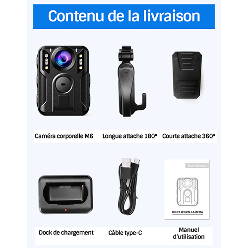 Pack caméra-piéton GPS professionnel HD 128Go IR + ceinture caméra