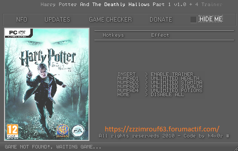 [JEU + TRAINER] Harry Potter et les Reliques de la Mort - Partie 1 v1.0 (Windows) 3lti