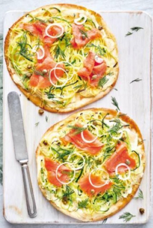 Pizza pita courgettes/saumon fumé Chqf