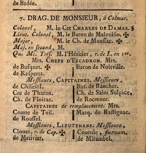 Compagnie de Vaucher ou Raucher au régiment de Monsieur (1790) MERC LIRE RANCHER Qgup