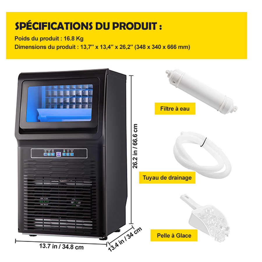 Spcifications du produit Machine  Glaons Comptoir 