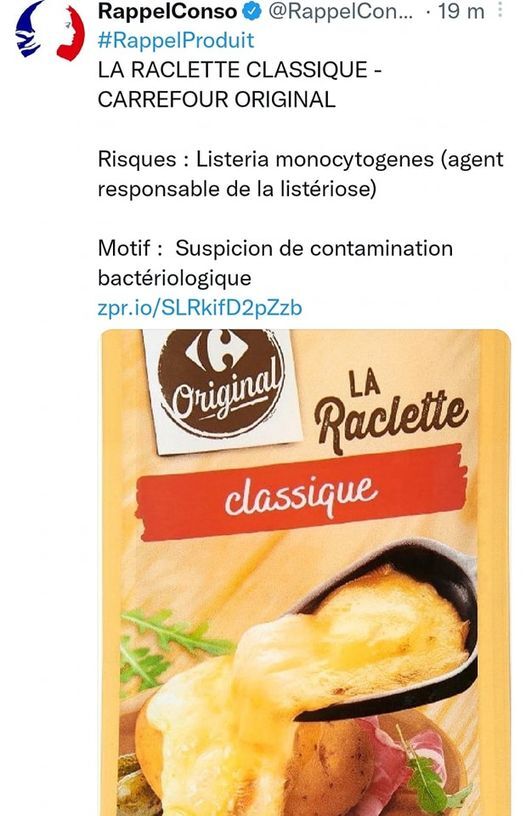 de notes RAPPEL conso LA RACLETTE CARREFOUR est concernée