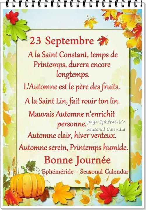 Dictons du 23 Septembre