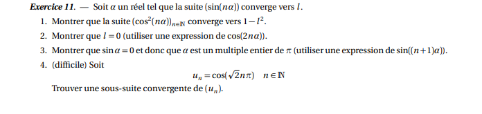 Convergence de suite trigonométrique
