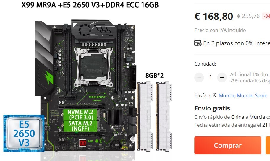 combo machinist mr9a pro y 2650v3