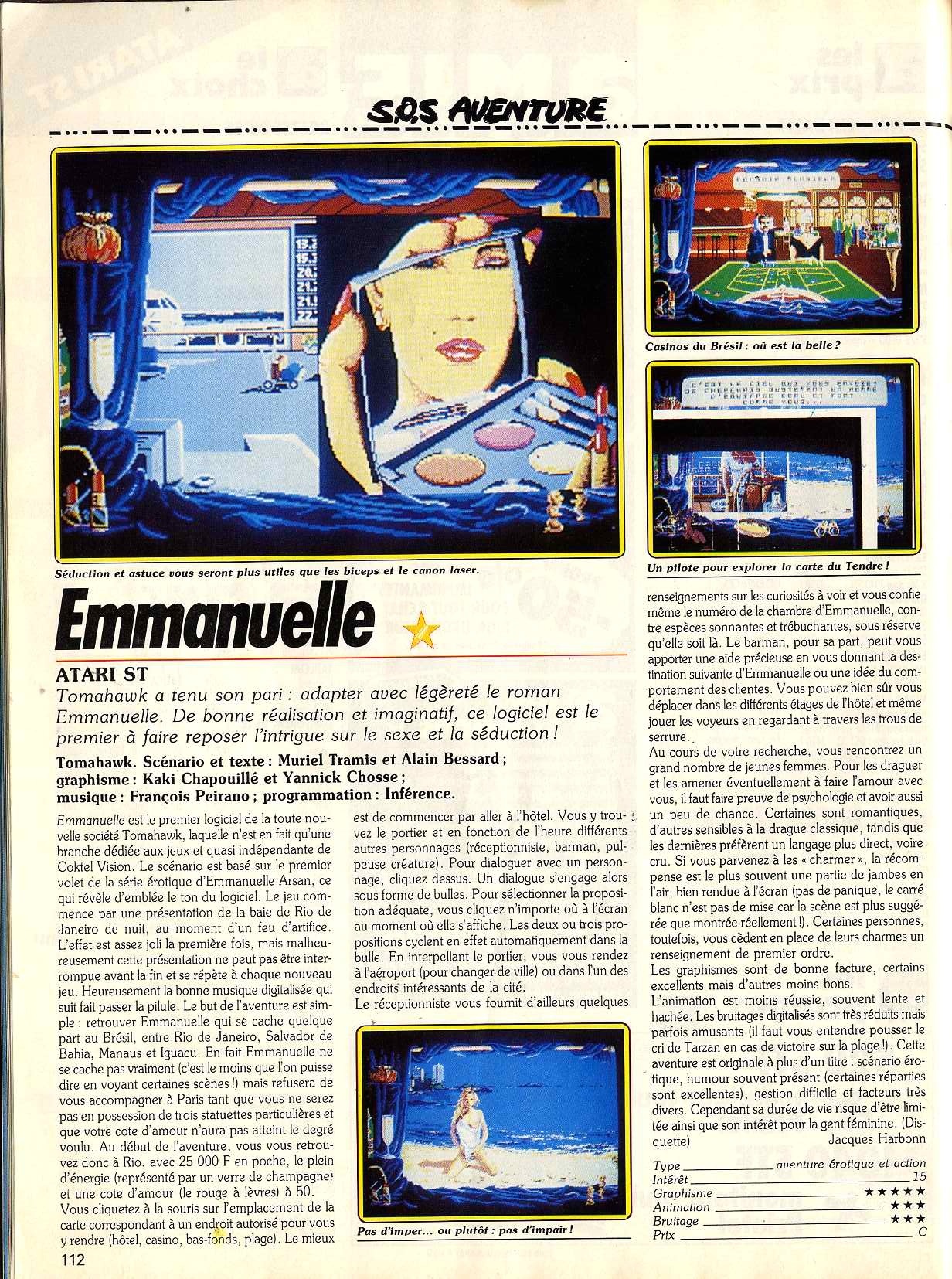 Emmanuelle - Amiga et Atari ST Tjnp