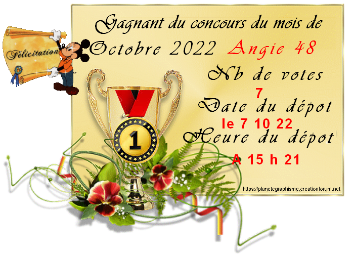 récompenses du concours d' octobre 2022 Povy