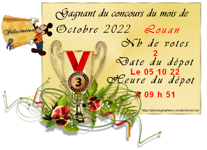 récompenses du concours d' octobre 2022 Ypo7