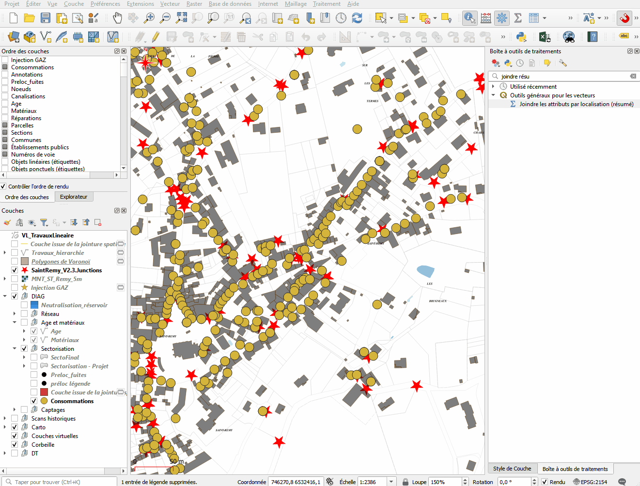 [AEP] - [SIG] Consommations AEP : répartition spatiale avec les Polygones de Voronoï Idoz
