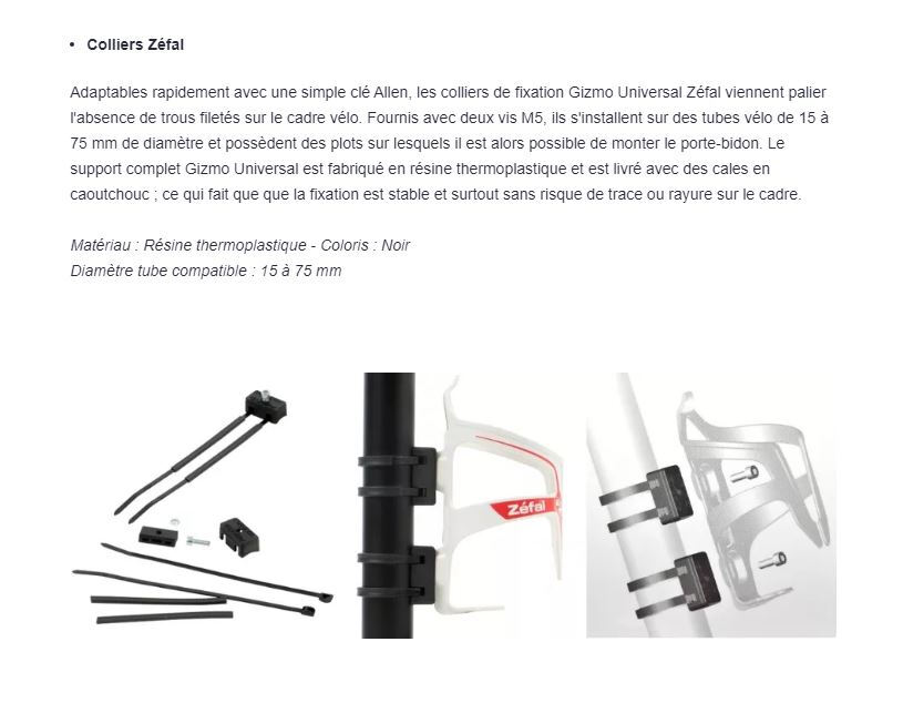 Zefal Gizmo, le système de fixation universel, pour porte-bidon