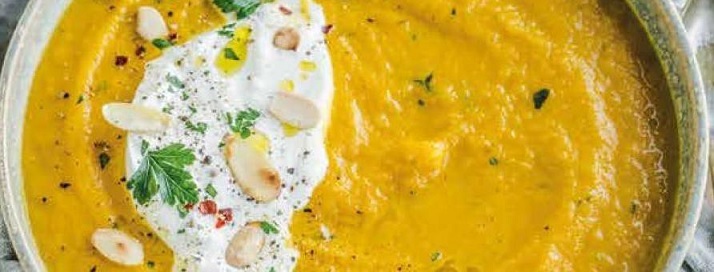 Soupe carottes/coriandre/burrata/amandes X6m2