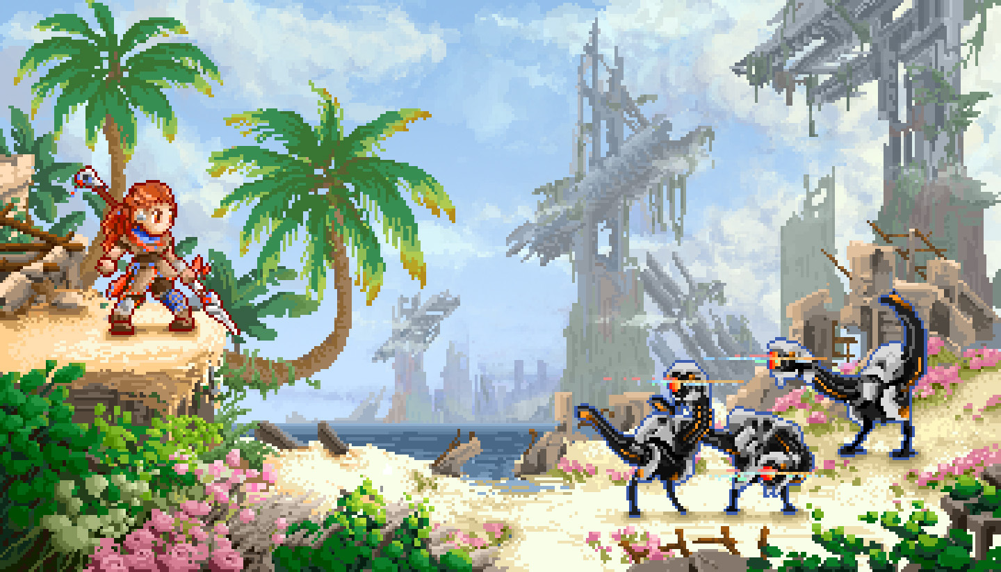 Horizon Zero Dawn forbidden west DEMAKE 350 200px r PixelArt 