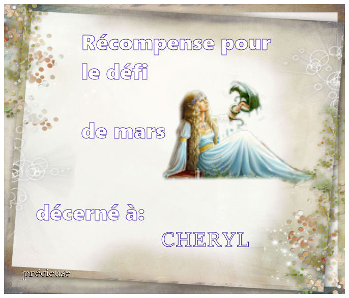 R&eacute;compenses du d&eacute;fis FEERIES mars Xmtg